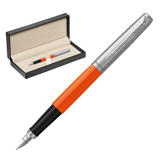 Parker Jotter Originals Orange Fountain Pen in classic box pure black