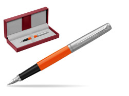 Parker Jotter Originals Orange Fountain Pen in the red leather box