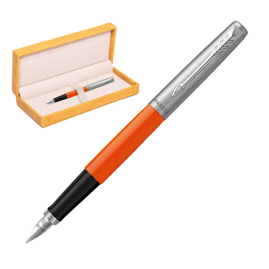 Parker Jotter Originals Orange Fountain Pen in suede box yellow