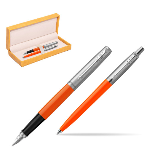 Parker Jotter Originals Orange CT Pen Penna Stilografica + Penna Pen in a Gift Box in suede box yellow