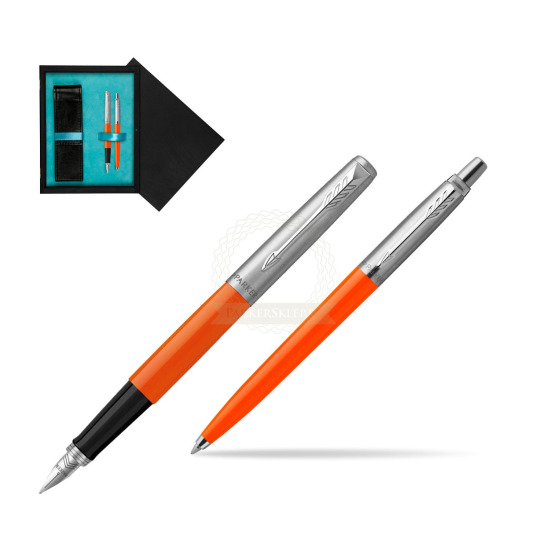 Parker Jotter Originals Orange CT Pen Penna Stilografica + Penna Pen in a Gift Box in double wooden box Black Double Turquoise
