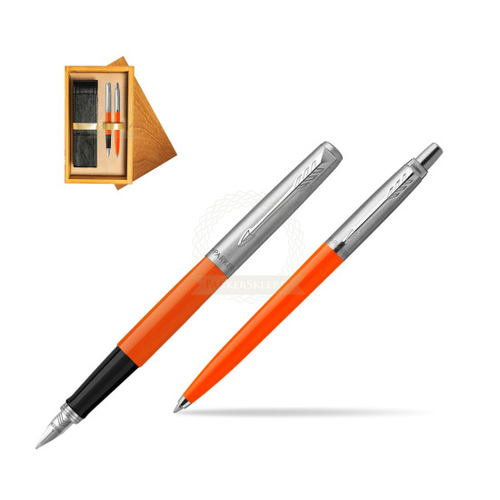 Parker Jotter Originals Orange CT Pen Penna Stilografica + Penna Pen in a Gift Box in double wooden box Honey Double Ecru