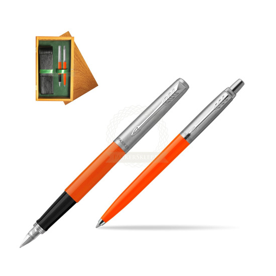 Parker Jotter Originals Orange CT Pen Penna Stilografica + Penna Pen in a Gift Box in double wooden box Honey Green