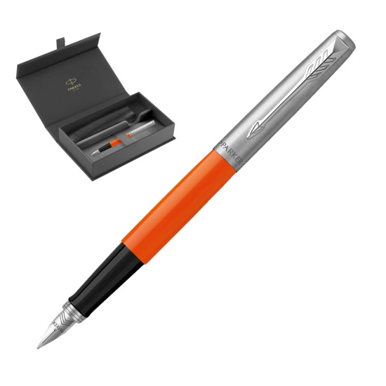 Parker Jotter Originals Orange Fountain Pen in original Parker box, slide-out case