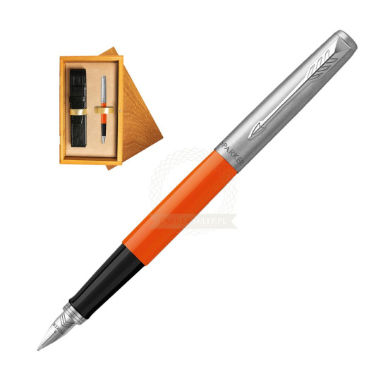 Parker Jotter Originals Orange Fountain Pen in single wooden box Honey Single Ecru
