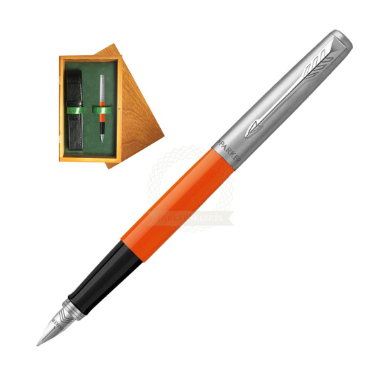 Parker Jotter Originals Orange Fountain Pen in single wooden box Honey Single Green
