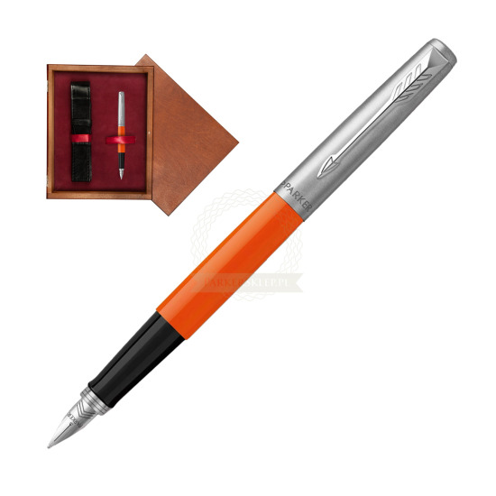 Parker Jotter Originals Orange Fountain Pen in single wooden box Mahogany Single Maroon