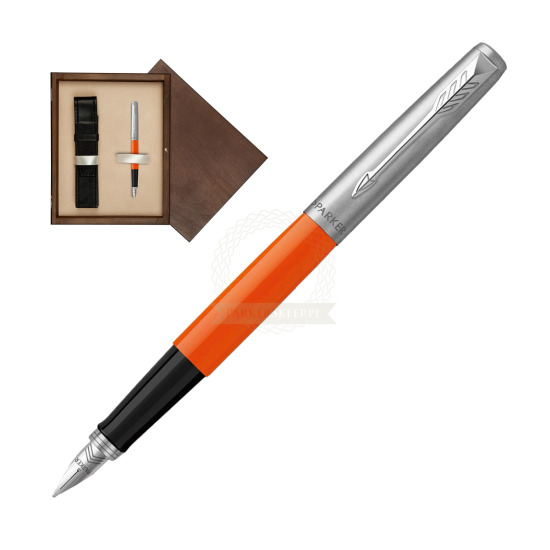 Parker Jotter Originals Orange Fountain Pen in single wooden box Wenge Single Ecru