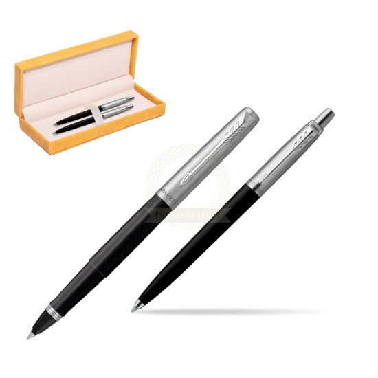 Parker Jotter Originals Black CT Pen Penna Roller + Penna Pen in a Gift Box in suede box yellow
