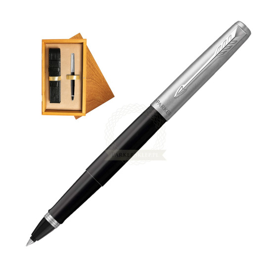 Parker Jotter Originals Black CT Rollerball Pen in single wooden box Honey Single Ecru