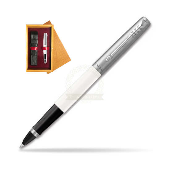 Parker Jotter Originals white Rollerball Pen in single wooden box Honey Single Maroon