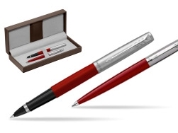 Parker Jotter Originals Red CT Roller + Stylo-bille in a Gift Box in the brown leather box