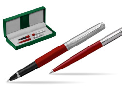 Parker Jotter Originals Red CT Roller + Stylo-bille in a Gift Box in the green leather box