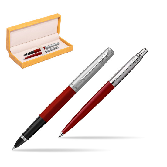 Parker Jotter Originals Red CT Pen Penna Roller + Penna Pen in a Gift Box in suede box yellow