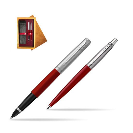 Parker Jotter Originals Red CT Pen Penna Roller + Penna Pen in a Gift Box in double wooden box Honey Double Maroon
