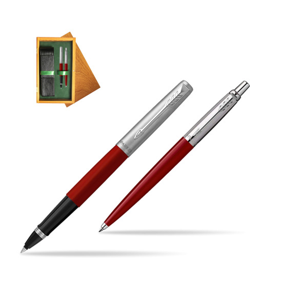 Parker Jotter Originals Red CT Pen Penna Roller + Penna Pen in a Gift Box in double wooden box Honey Green