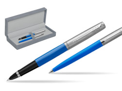 Parker Jotter Originals Blue CT Pen Penna Roller + Penna Pen in a Gift Box in suede box grey