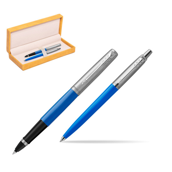 Parker Jotter Originals Blue CT Pen Penna Roller + Penna Pen in a Gift Box in suede box yellow