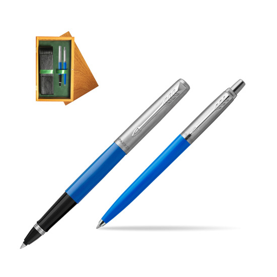 Parker Jotter Originals Blue CT Pen Penna Roller + Penna Pen in a Gift Box in double wooden box Honey Green