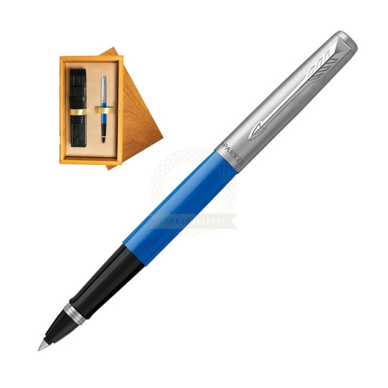 Parker Jotter Originals Blue CT Rollerball Pen in single wooden box Honey Single Ecru