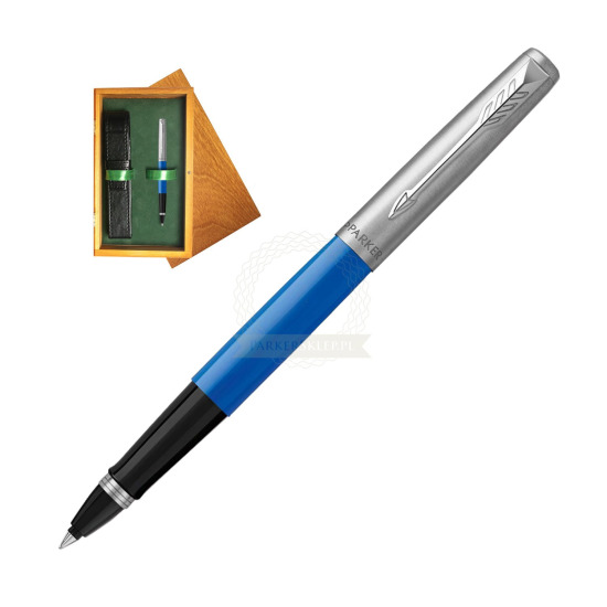 Parker Jotter Originals Blue CT Rollerball Pen in single wooden box Honey Single Green