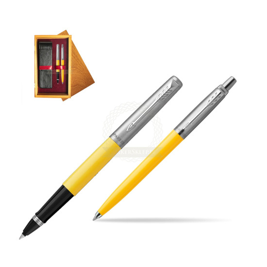 Parker Jotter Originals Yellow CT Pen Penna Roller + Penna Pen in a Gift Box in double wooden box Honey Double Maroon
