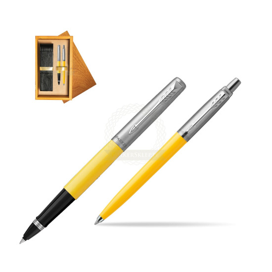Parker Jotter Originals Yellow CT Pen Penna Roller + Penna Pen in a Gift Box in double wooden box Honey Double Ecru