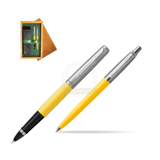 Parker Jotter Originals Yellow CT Pen Penna Roller + Penna Pen in a Gift Box in double wooden box Honey Green