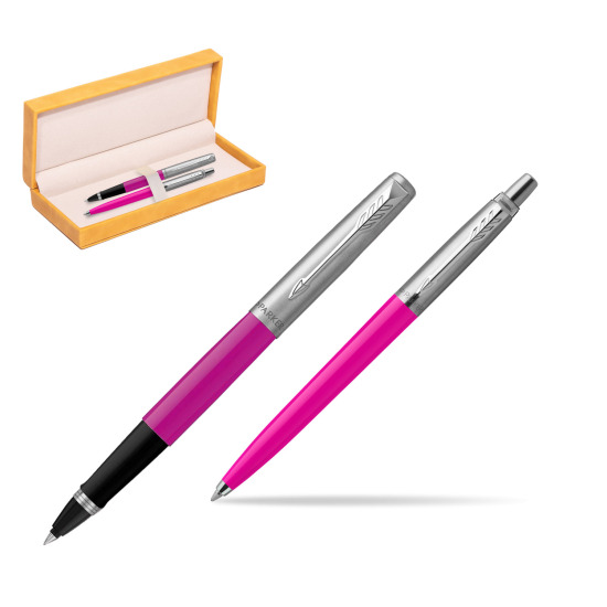 Parker Jotter Originals Magenta CT Pen Penna Roller + Penna Pen in a Gift Box in suede box yellow