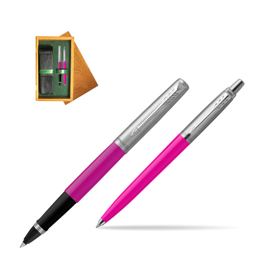 Parker Jotter Originals Magenta CT Pen Penna Roller + Penna Pen in a Gift Box in double wooden box Honey Green