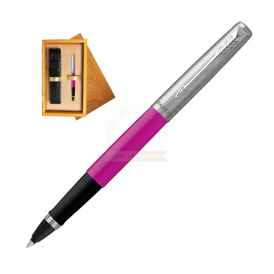Parker Jotter Originals Magenta Rollerball Pen in single wooden box Honey Single Ecru
