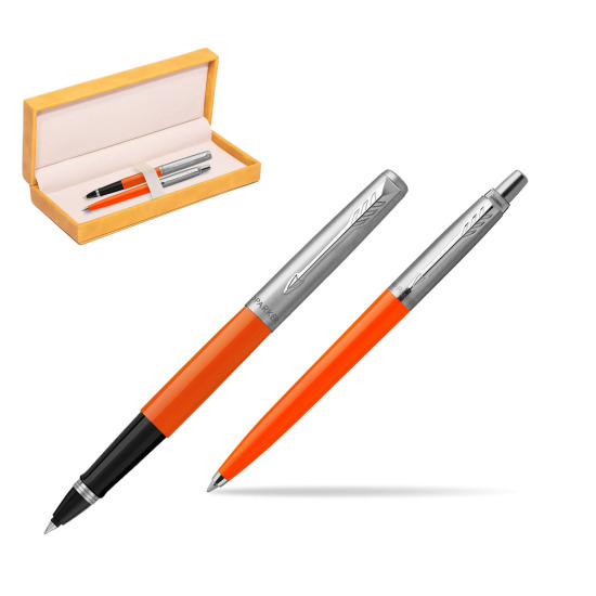 Parker Jotter Originals Orange CT Pen Penna Roller + Penna Pen in a Gift Box in suede box yellow