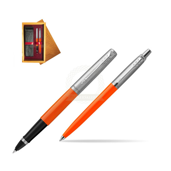 Parker Jotter Originals Orange CT Pen Penna Roller + Penna Pen in a Gift Box in double wooden box Honey Double Maroon
