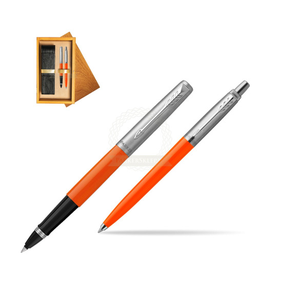 Parker Jotter Originals Orange CT Pen Penna Roller + Penna Pen in a Gift Box in double wooden box Honey Double Ecru