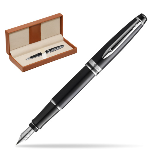 Waterman Penna Stilografica Expert Black CT Gold Nib 18k  in classic box brown