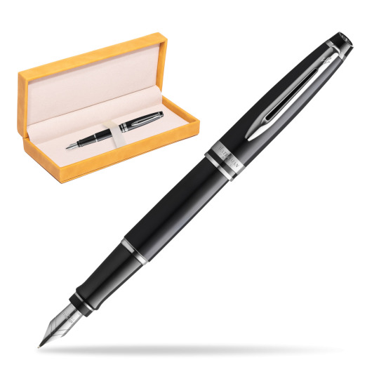 Waterman Penna Stilografica Expert Black CT Gold Nib 18k in suede box yellow