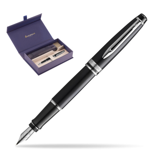 Waterman Penna Stilografica Expert Black CT Gold Nib 18k in original Waterman box, slide-out case