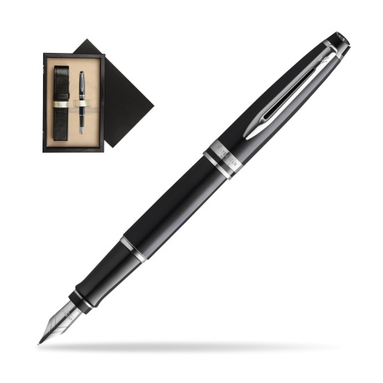 Waterman Penna Stilografica Expert Black CT Gold Nib 18k in single wooden box Wenge Single Ecru