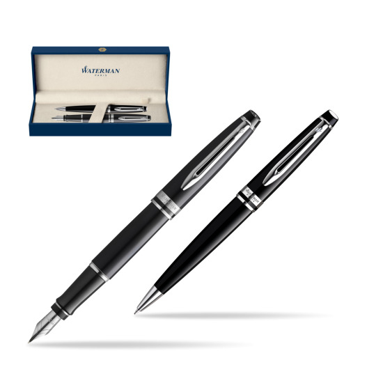 Waterman Expert Black CT Gold Nib 18k Penna Stilografica + Waterman Expert Black CT Penna a Sfera in gift box