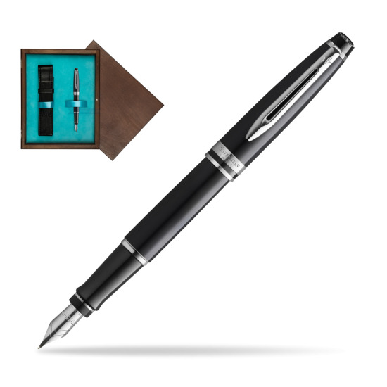 Waterman Penna Stilografica Expert Black CT Gold Nib 18k in single wooden box Wenge Single Turquoise 