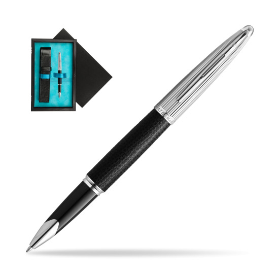 Waterman RollerPenna a Sfera Carene Leather Black CT in single wooden box Black Single Turquoise
