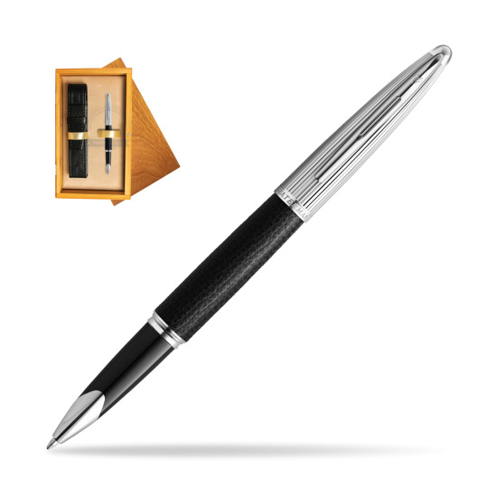 Waterman RollerPenna a Sfera Carene Leather Black CT in single wooden box Honey Single Ecru