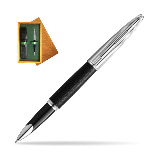 Waterman RollerPenna a Sfera Carene Leather Black CT in single wooden box Honey Single Green