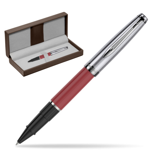 Waterman RollerStylo à bille Embleme Red CT in the brown leather box