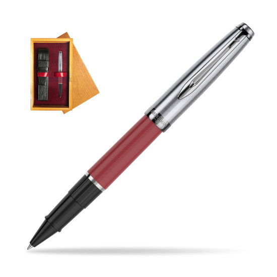 Waterman RollerPenna a Sfera Embleme Red CT in single wooden box Honey Single Maroon