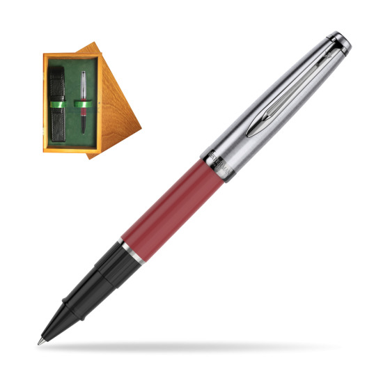 Waterman RollerPenna a Sfera Embleme Red CT in single wooden box Honey Single Green