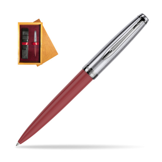 Waterman Ballpoint Pen Embleme Red CT in single wooden box Honey Single Maroon