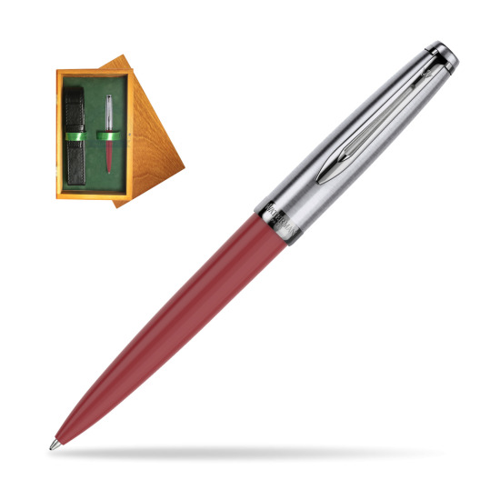 Waterman Ballpoint Pen Embleme Red CT in single wooden box Honey Single Green