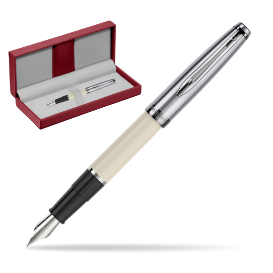 Waterman Fountain Pen Embleme Ecru CT in the red leather box