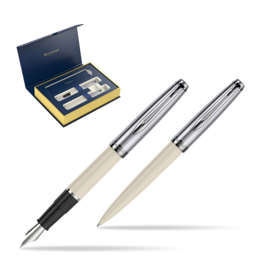 Waterman Embleme Ecru CT Penna Stilografica + Waterman Embleme Ecru CT Penna a Sfera in confezione regalo 